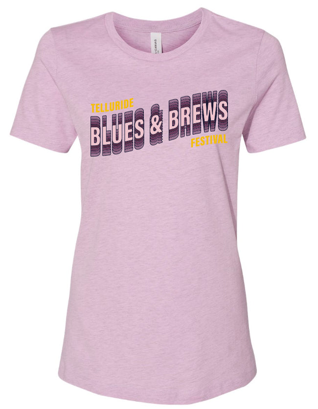Ladies Heather Lilac Prism Disco Letters T-Shirt