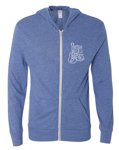 Pacific Blue Zip-Up Guitar Lines Hoodie