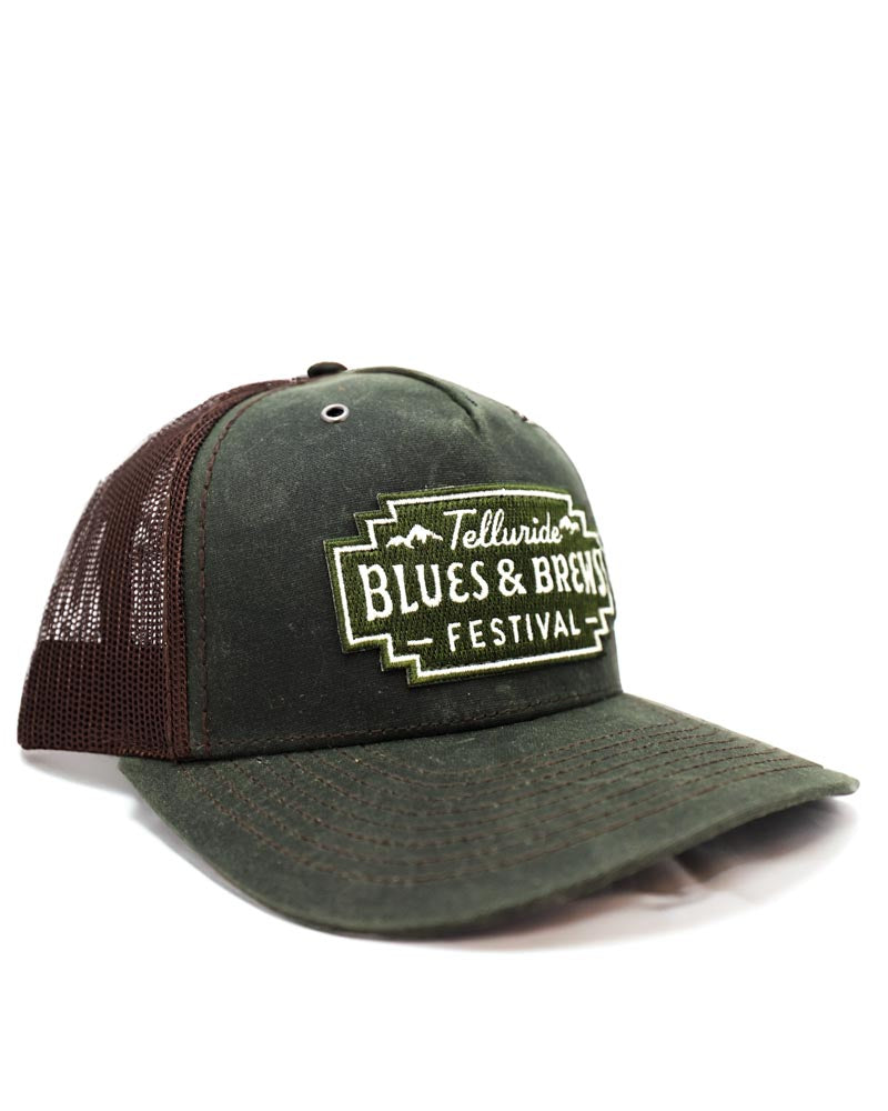 Dark Olive Coated Twill Hat with Patch