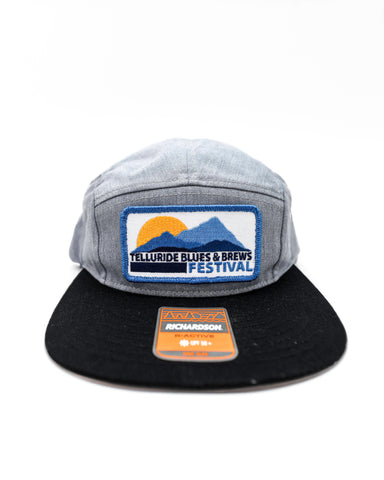 Heather Gray and Black Five Panel Hat