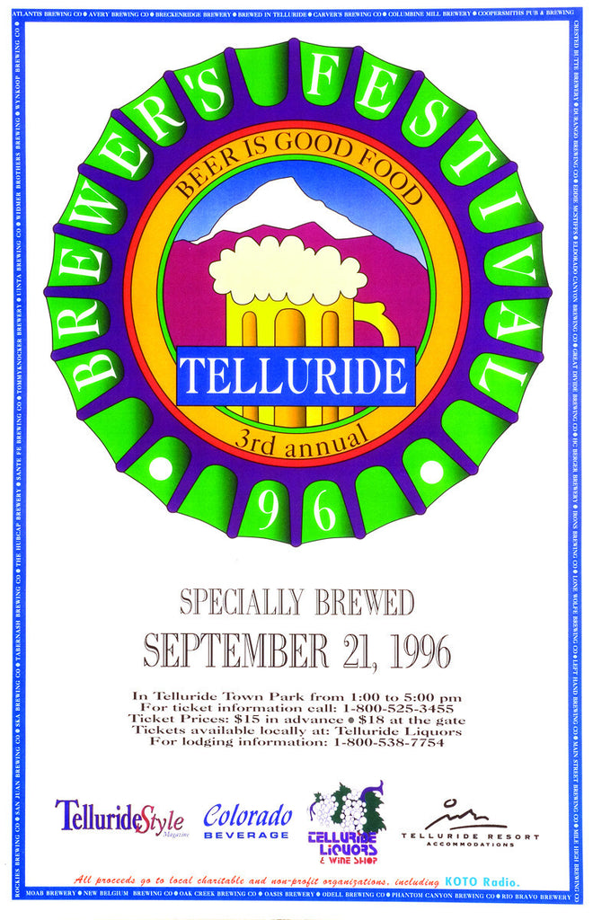 1996 Telluride Blues & Brews Festival Poster